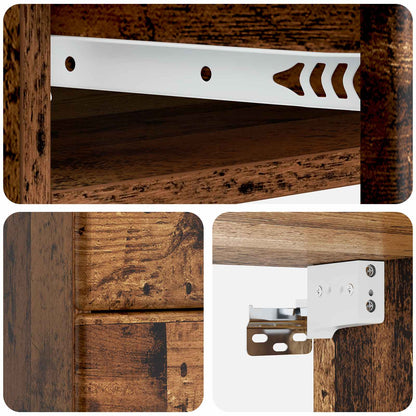vidaXL Wall-Mounted Bedside Cabinet 2 pcs Old Wood 34.5 x 33 x 40 cm
