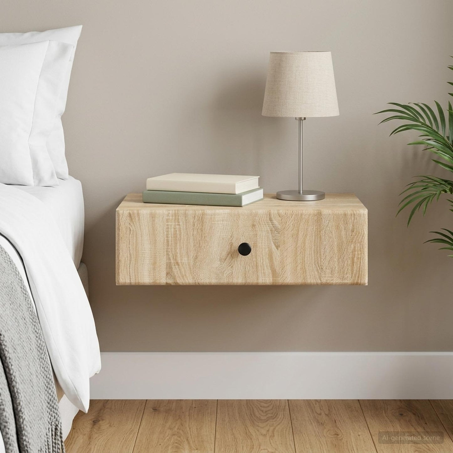 vidaXL Wall-Mounted Side Table Sonoma Oak 59 x 34.5 x 17 cm