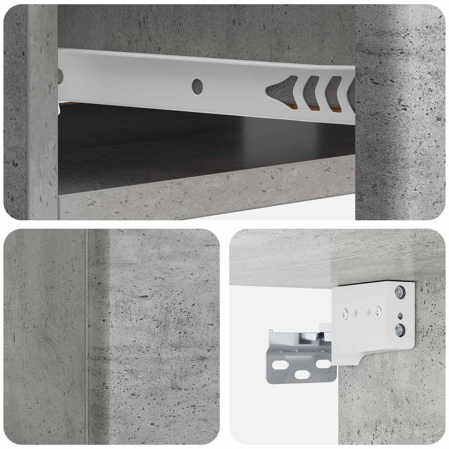 vidaXL Wall-Mounted Side Table Concrete Grey 59 x 34.5 x 17 cm