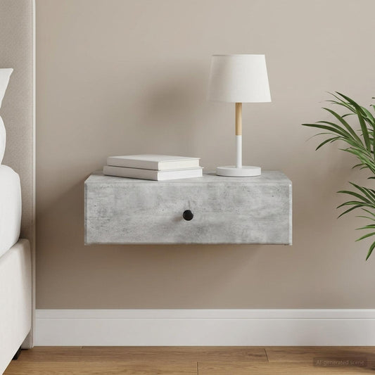 vidaXL Wall-Mounted Side Table Concrete Grey 59 x 34.5 x 17 cm