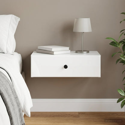 vidaXL Wall-Mounted Side Table High Gloss White 59 x 34.5 x 17 cm