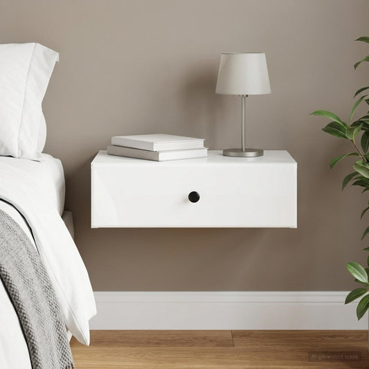 vidaXL Wall-Mounted Side Table High Gloss White 59 x 34.5 x 17 cm