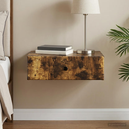 vidaXL Wall-Mounted Side Table Smoked Oak 59 x 34.5 x 17 cm