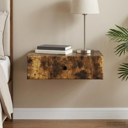 vidaXL Wall-Mounted Side Table Smoked Oak 59 x 34.5 x 17 cm