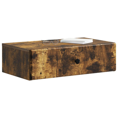 vidaXL Wall-Mounted Side Table Smoked Oak 59 x 34.5 x 17 cm