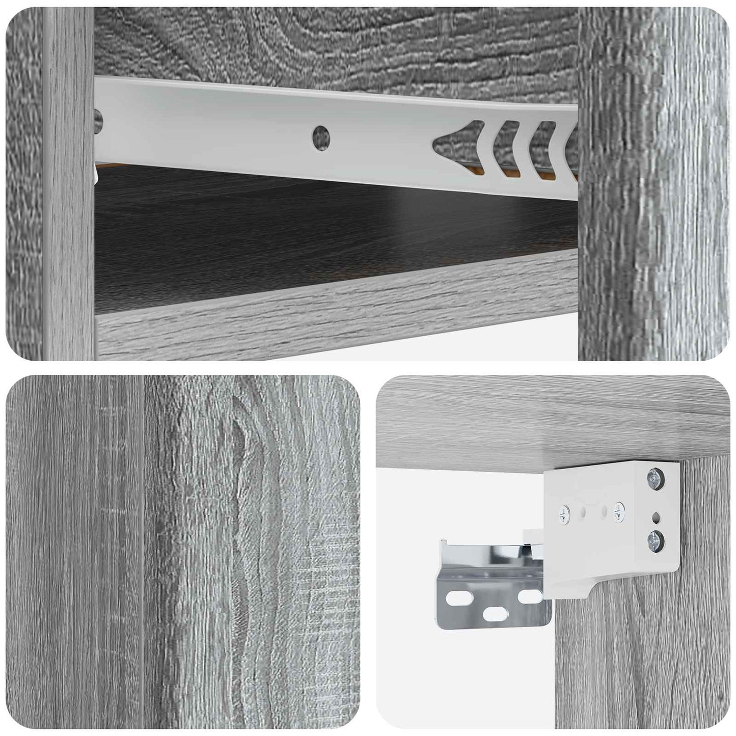 vidaXL Wall-Mounted Side Table Grey Sonoma 59 x 34.5 x 17 cm