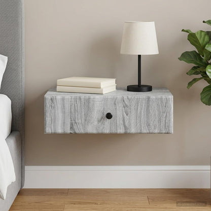 vidaXL Wall-Mounted Side Table Grey Sonoma 59 x 34.5 x 17 cm
