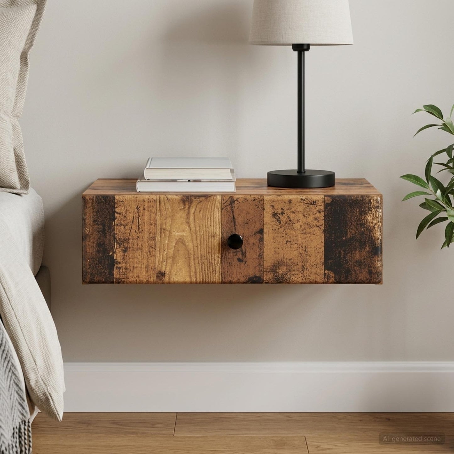 vidaXL Wall-Mounted Side Table Wall-mounted Old Wood 59 x 34.5 x 17 cm