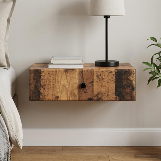 vidaXL Wall-Mounted Side Table Wall-mounted Old Wood 59 x 34.5 x 17 cm