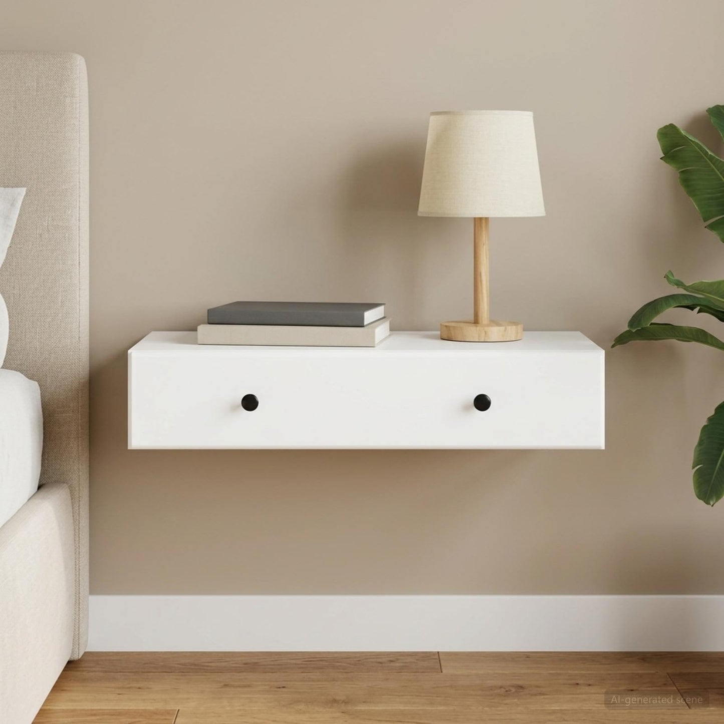 vidaXL Wall-Mounted Side Table Wall-mounted White 87.5 x 34.5 x 17 cm