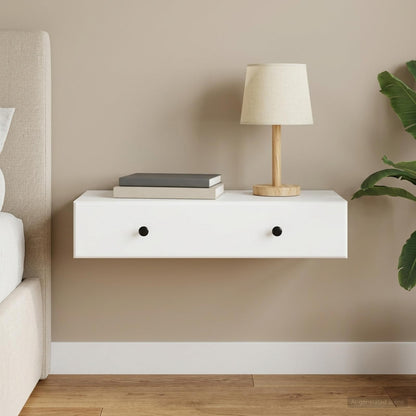 vidaXL Wall-Mounted Side Table Wall-mounted White 87.5 x 34.5 x 17 cm