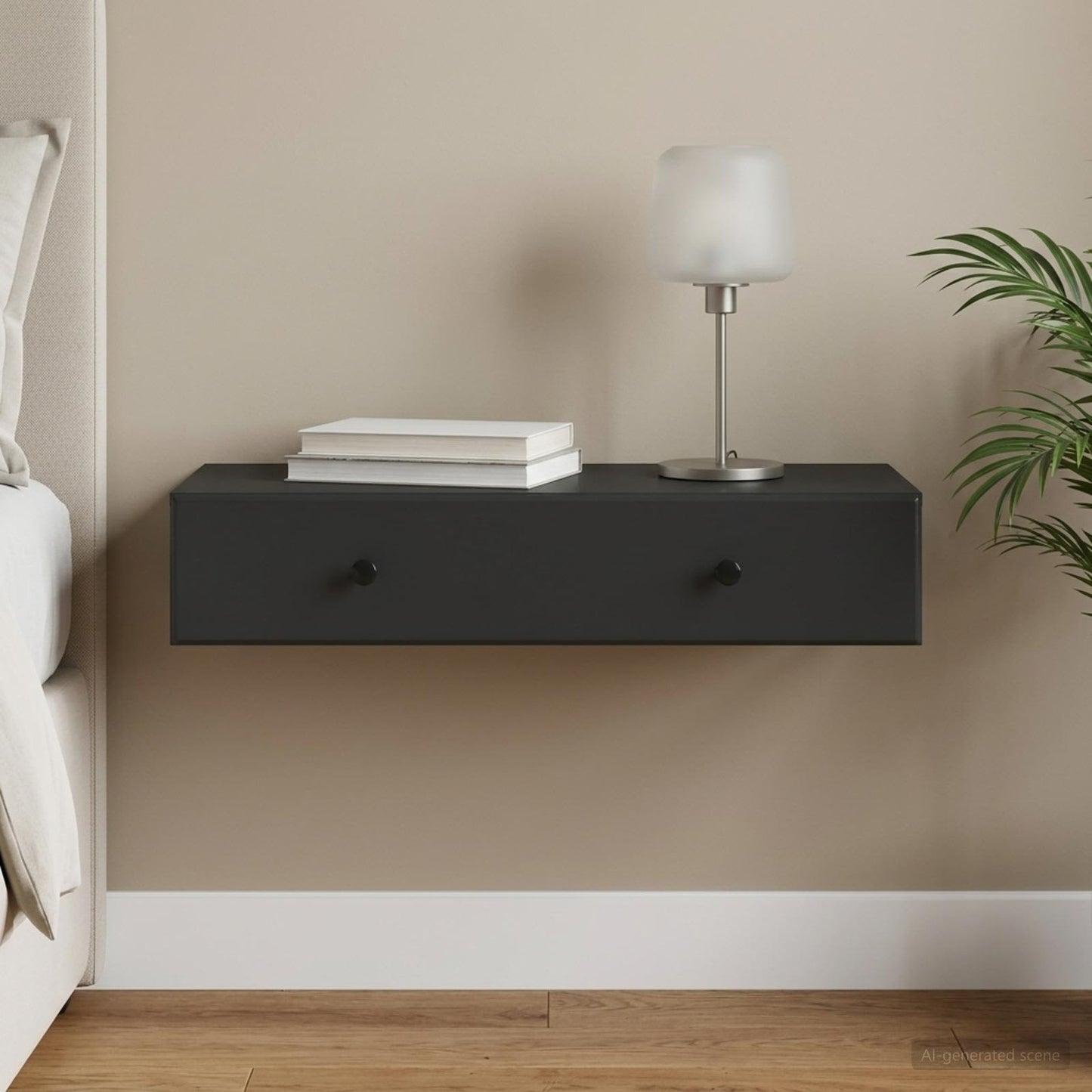vidaXL Wall-Mounted Side Table Wall-mounted Black 87.5 x 34.5 x 17 cm