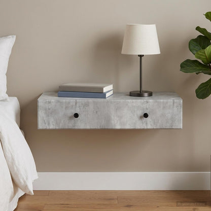 vidaXL Wall-Mounted Side Table Concrete Grey 87.5 x 34.5 x 17 cm