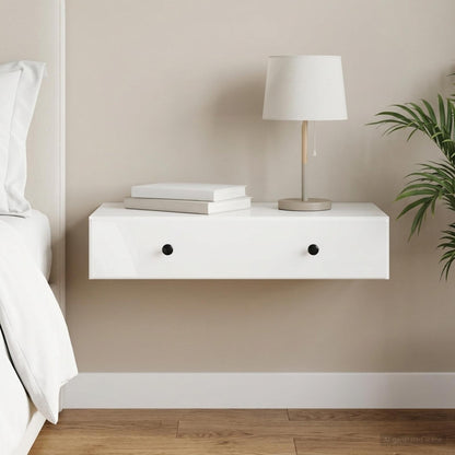 vidaXL Wall-Mounted Side Table High Gloss White 87.5 x 34.5 x 17 cm