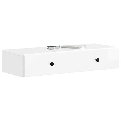 vidaXL Wall-Mounted Side Table High Gloss White 87.5 x 34.5 x 17 cm