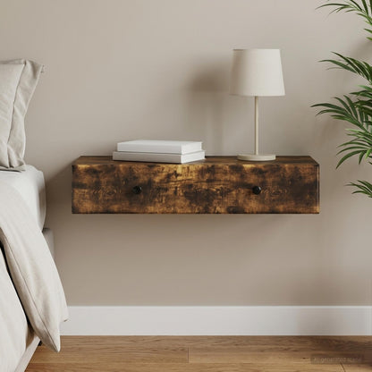 vidaXL Wall-Mounted Side Table Smoked Oak 87.5 x 34.5 x 17 cm