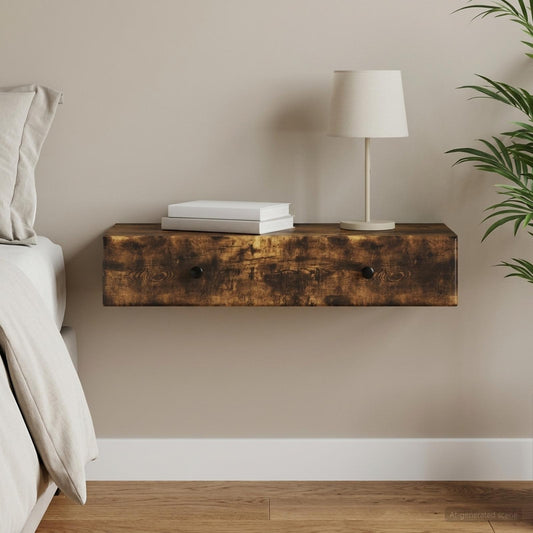 vidaXL Wall-Mounted Side Table Smoked Oak 87.5 x 34.5 x 17 cm
