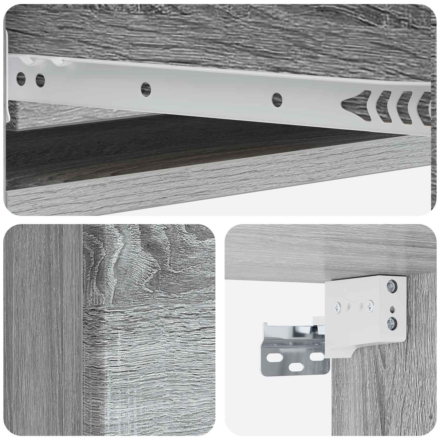 vidaXL Wall-Mounted Side Table Grey Sonoma 87.5 x 34.5 x 17 cm