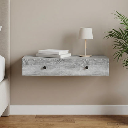vidaXL Wall-Mounted Side Table Grey Sonoma 87.5 x 34.5 x 17 cm