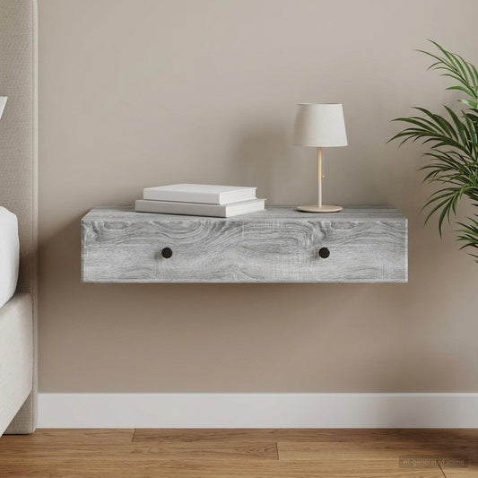 vidaXL Wall-Mounted Side Table Grey Sonoma 87.5 x 34.5 x 17 cm