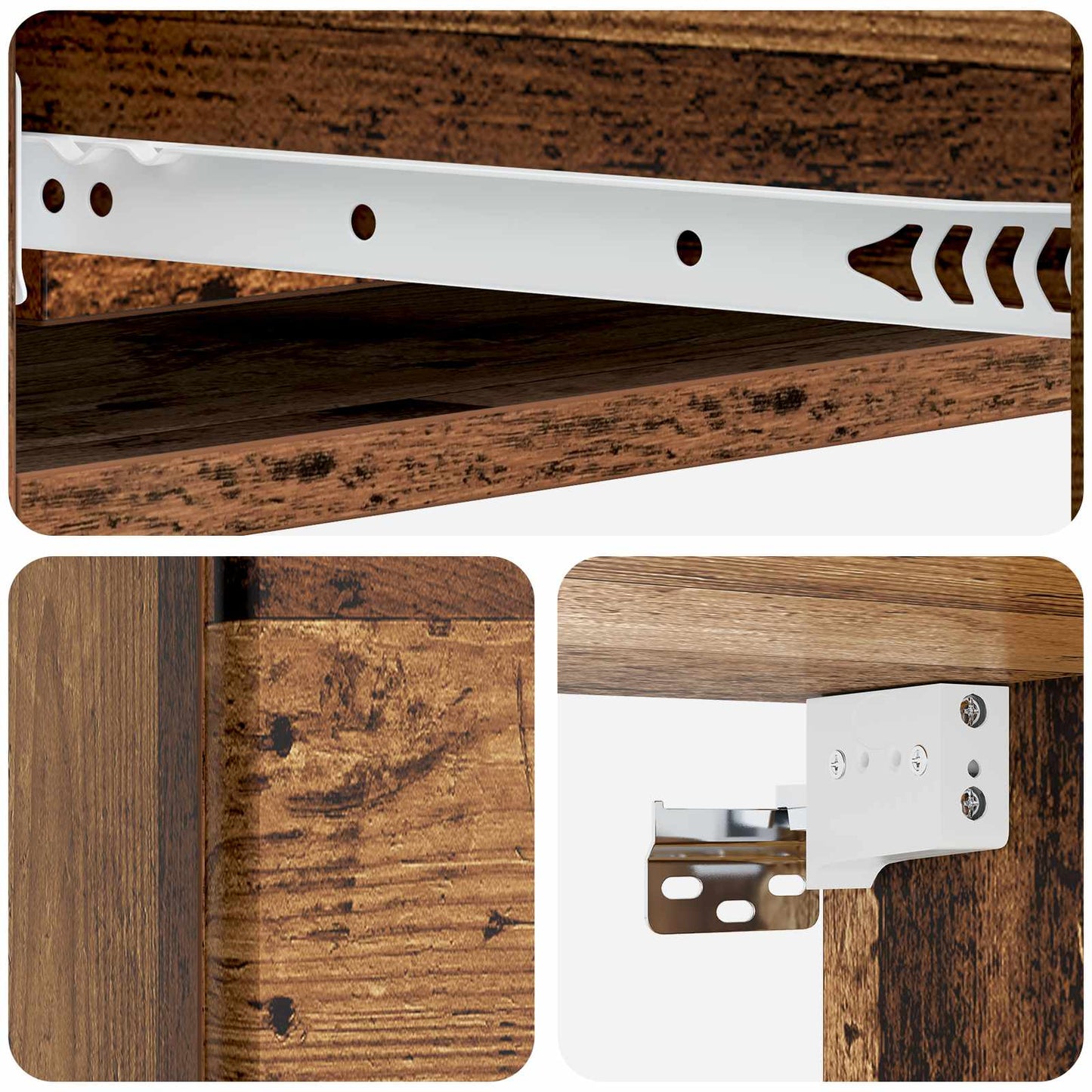 vidaXL Wall-Mounted Side Table Old Wood 87.5 x 34.5 x 17 cm