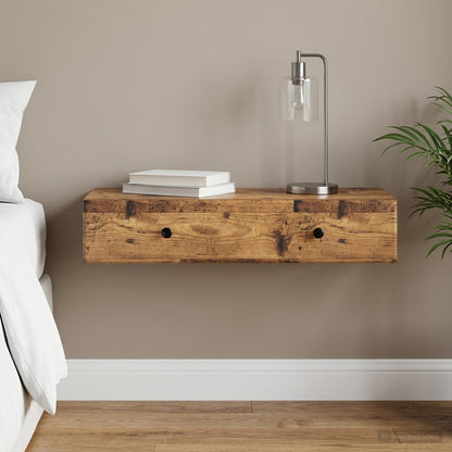 vidaXL Wall-Mounted Side Table Old Wood 87.5 x 34.5 x 17 cm
