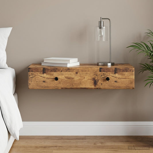 vidaXL Wall-Mounted Side Table Old Wood 87.5 x 34.5 x 17 cm