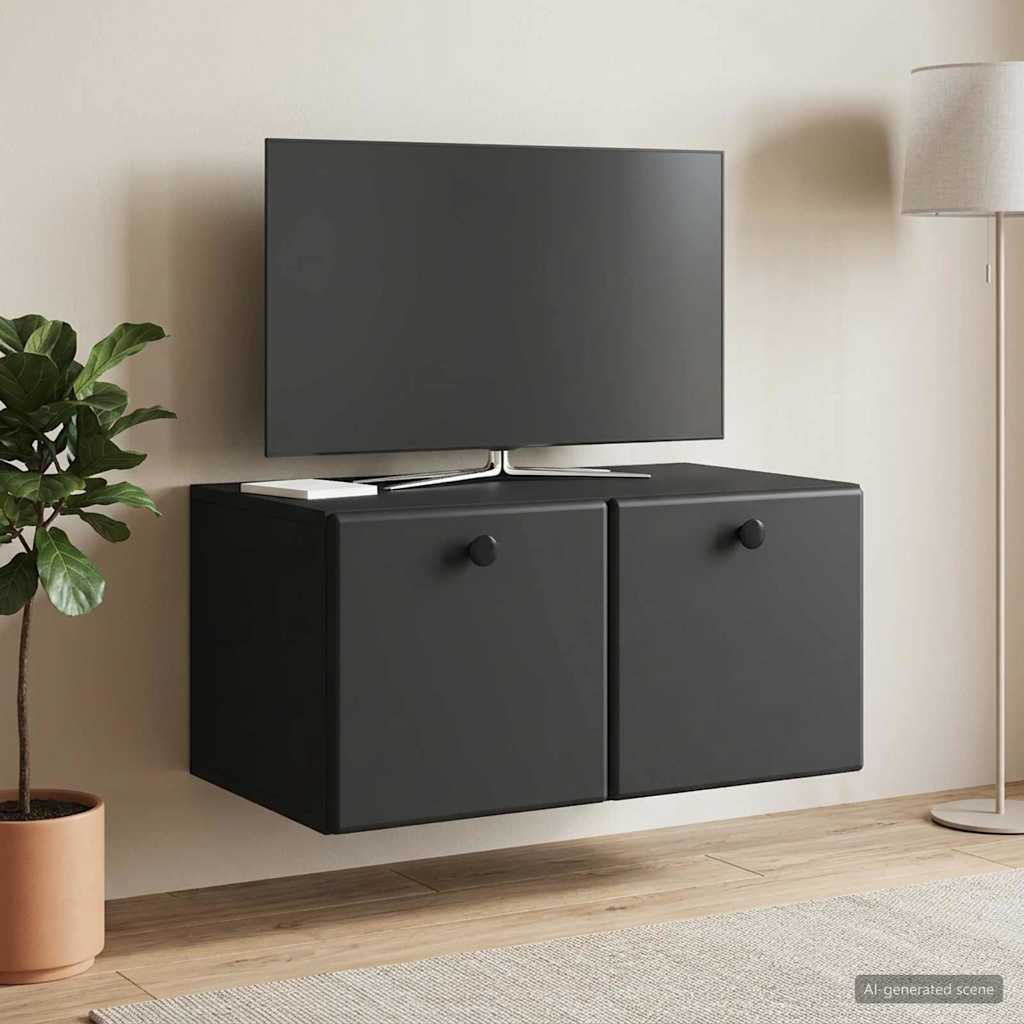 vidaXL Wall-Mounted TV Cabinet 59.5 x 41 x 30 cm Black Engineered Wood