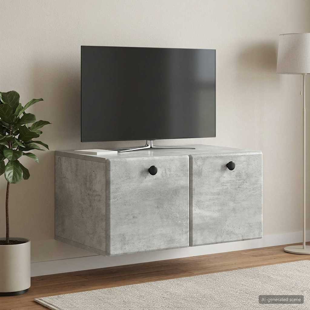 vidaXL Wall-Mounted TV Cabinet 59.5 x 41 x 30 cm Concrete Grey