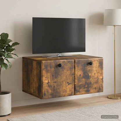 vidaXL Wall-Mounted TV Cabinet 59.5 x 41 x 30 cm Smoked Oak