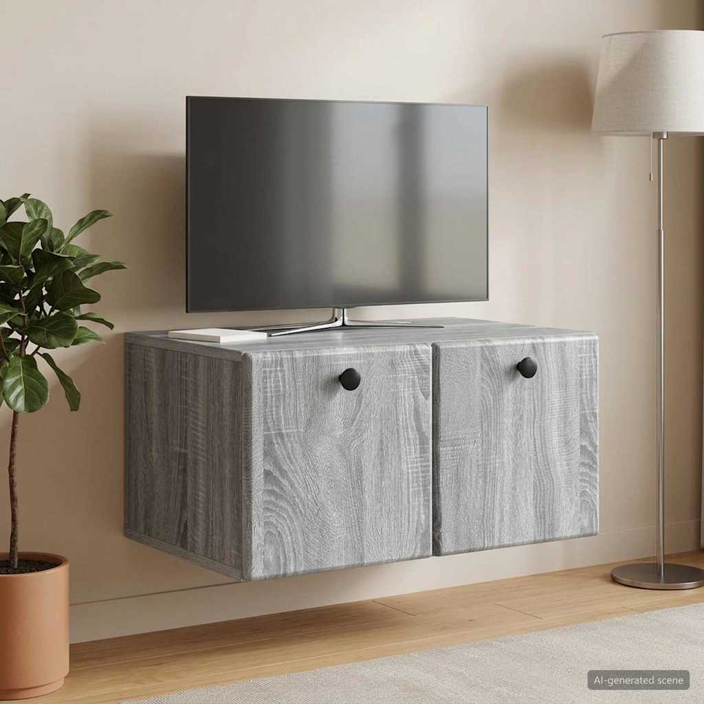 vidaXL Wall-Mounted TV Cabinet 59.5 x 41 x 30 cm Grey Sonoma