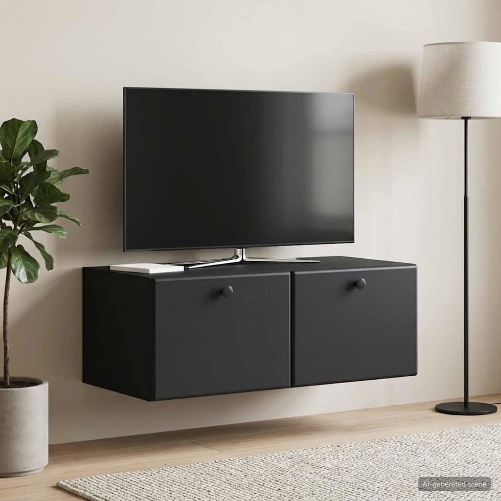 vidaXL Wall-Mounted TV Cabinet 78.5 x 41 x 30 cm Black Engineered Wood