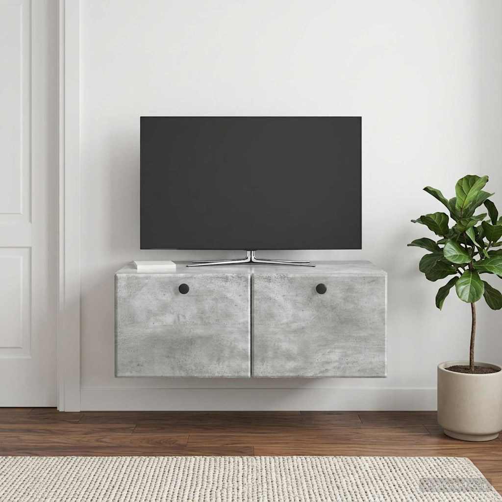 vidaXL Wall-Mounted TV Cabinet 78.5 x 41 x 30 cm Concrete Grey