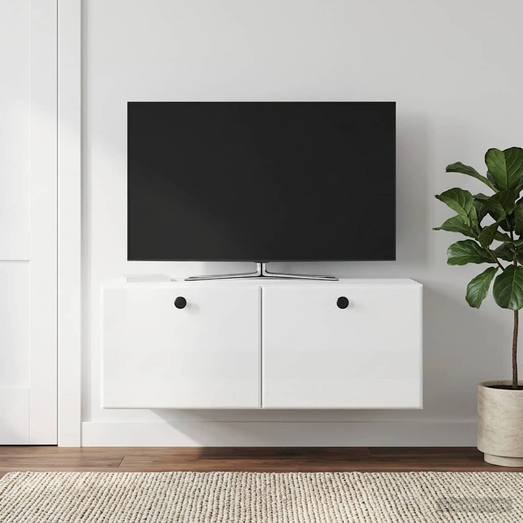 vidaXL Wall-Mounted TV Cabinet 78.5 x 41 x 30 cm High Gloss White