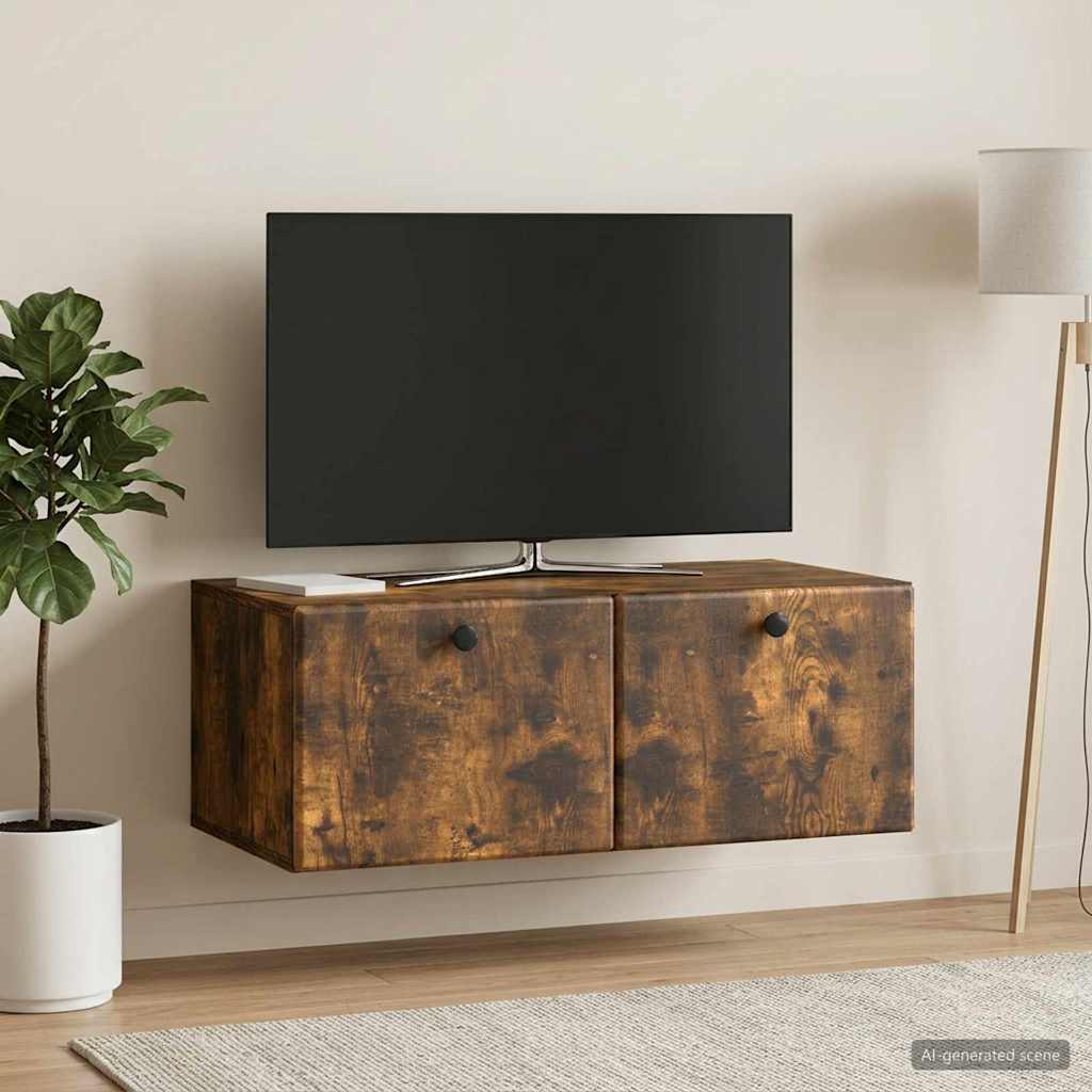 vidaXL Wall-Mounted TV Cabinet 78.5 x 41 x 30 cm Smoked Oak