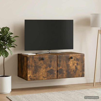 vidaXL Wall-Mounted TV Cabinet 78.5 x 41 x 30 cm Smoked Oak