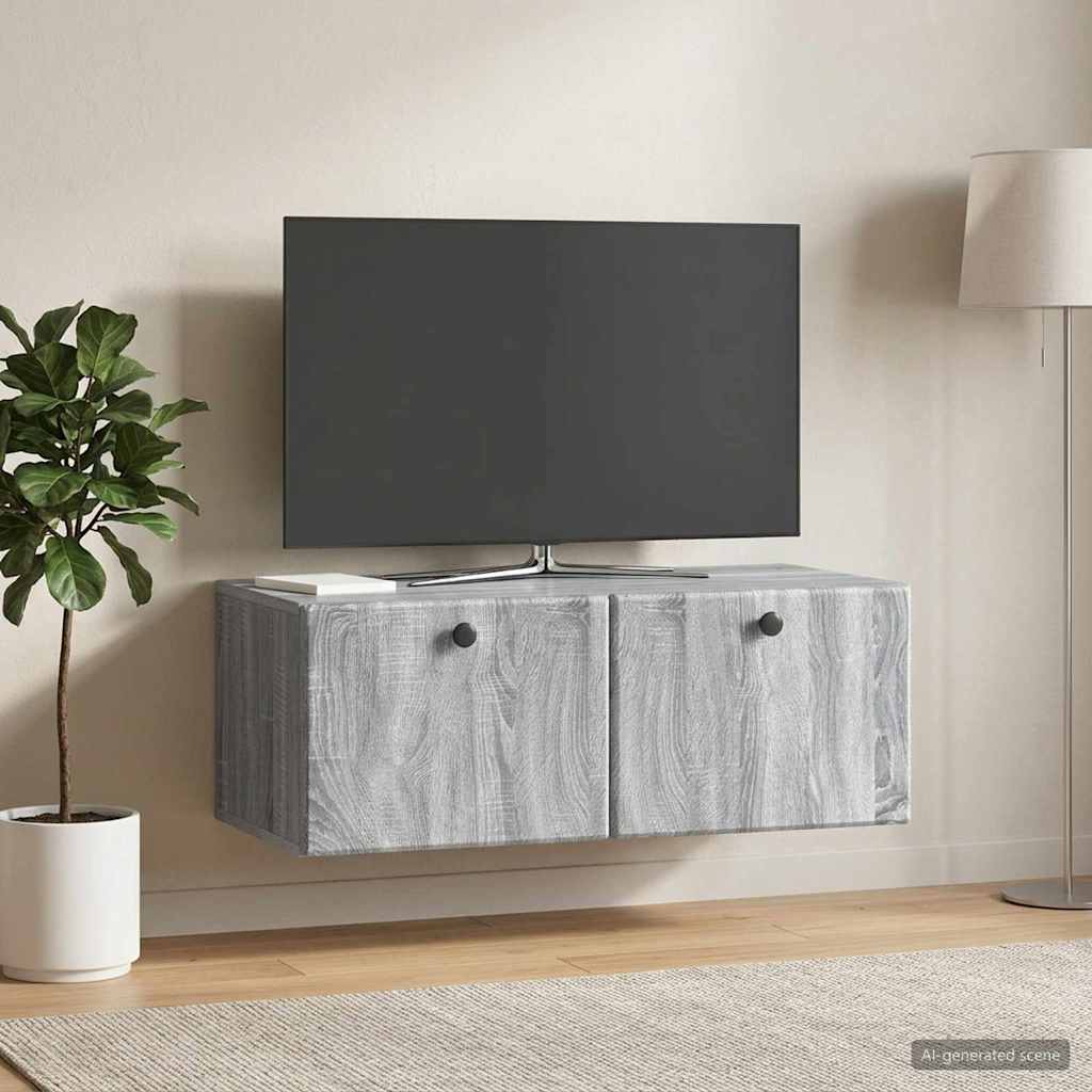 vidaXL Wall-Mounted TV Cabinet 78.5 x 41 x 30 cm Grey Sonoma