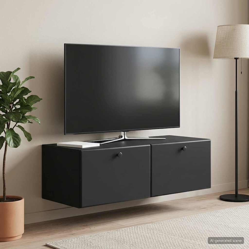 vidaXL Wall-Mounted TV Cabinet 98 x 41 x 30 cm Black Engineered Wood