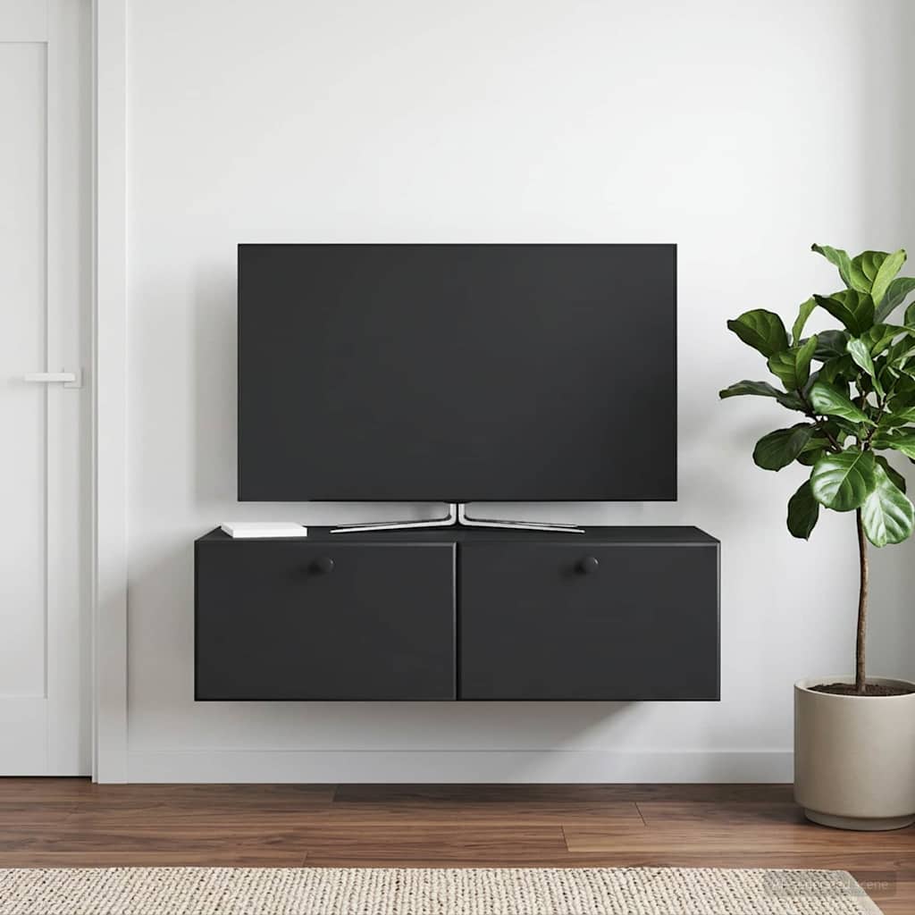 vidaXL Wall-Mounted TV Cabinet 98 x 41 x 30 cm Black Engineered Wood
