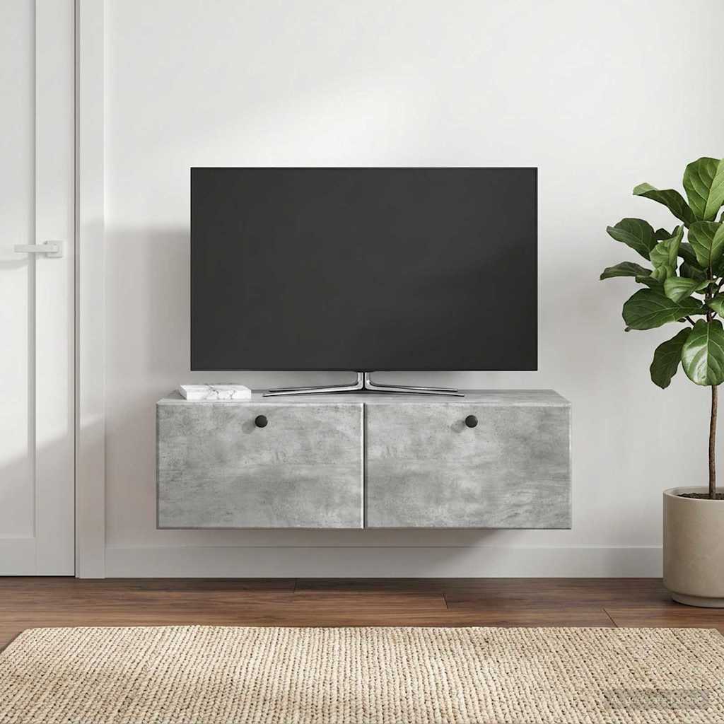 vidaXL Wall-Mounted TV Cabinet 98 x 41 x 30 cm Concrete Grey