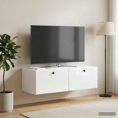 vidaXL Wall-Mounted TV Cabinet 98 x 41 x 30 cm High Gloss White