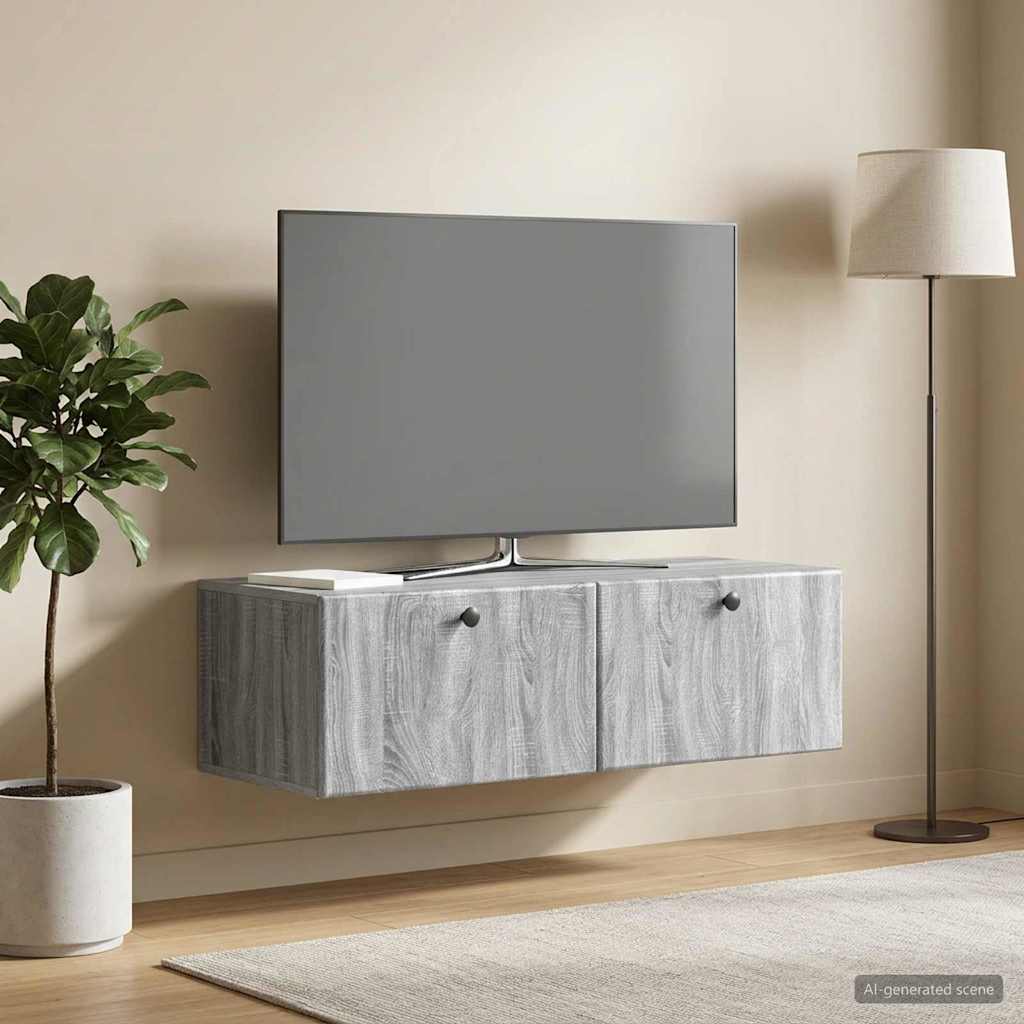 vidaXL Wall-Mounted TV Cabinet 98 x 41 x 30 cm Grey Sonoma