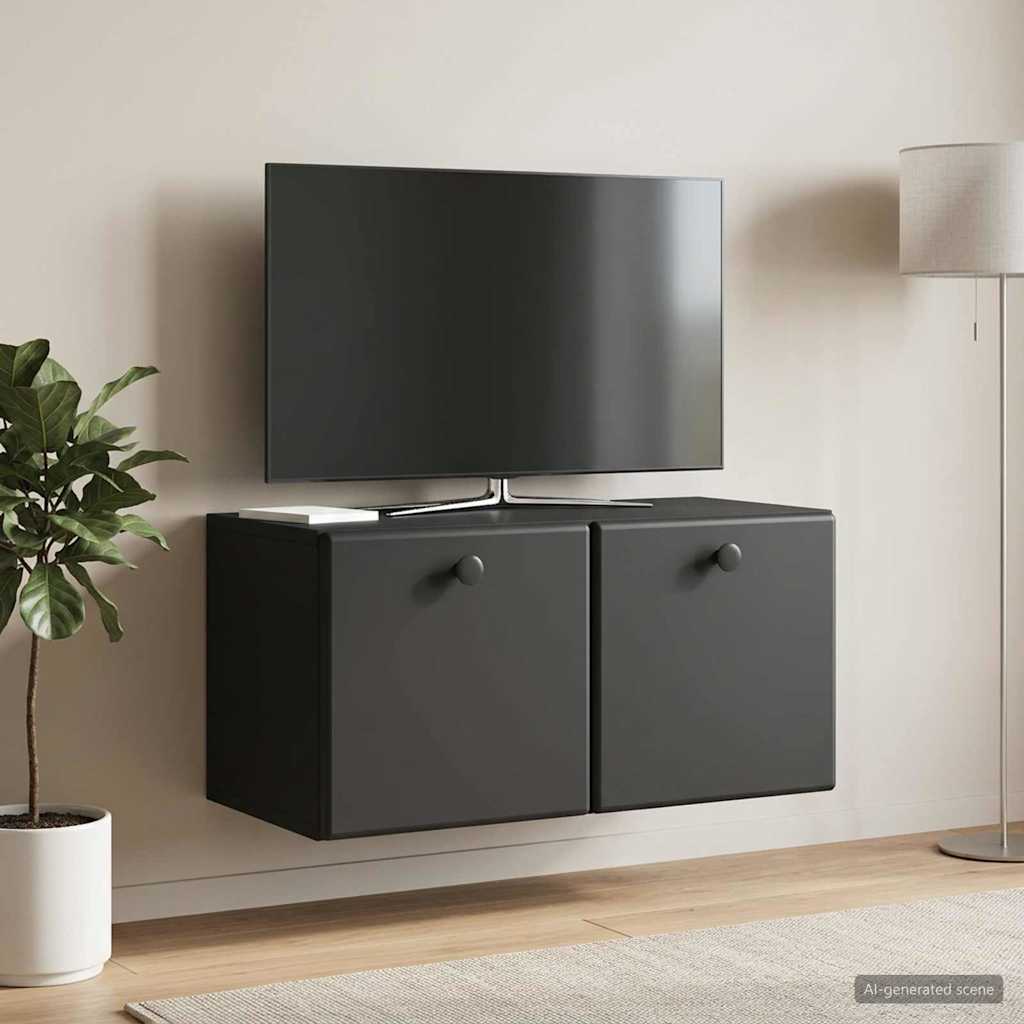 vidaXL Wall-Mounted TV Cabinet 59.5 x 31 x 30 cm Black Engineered Wood