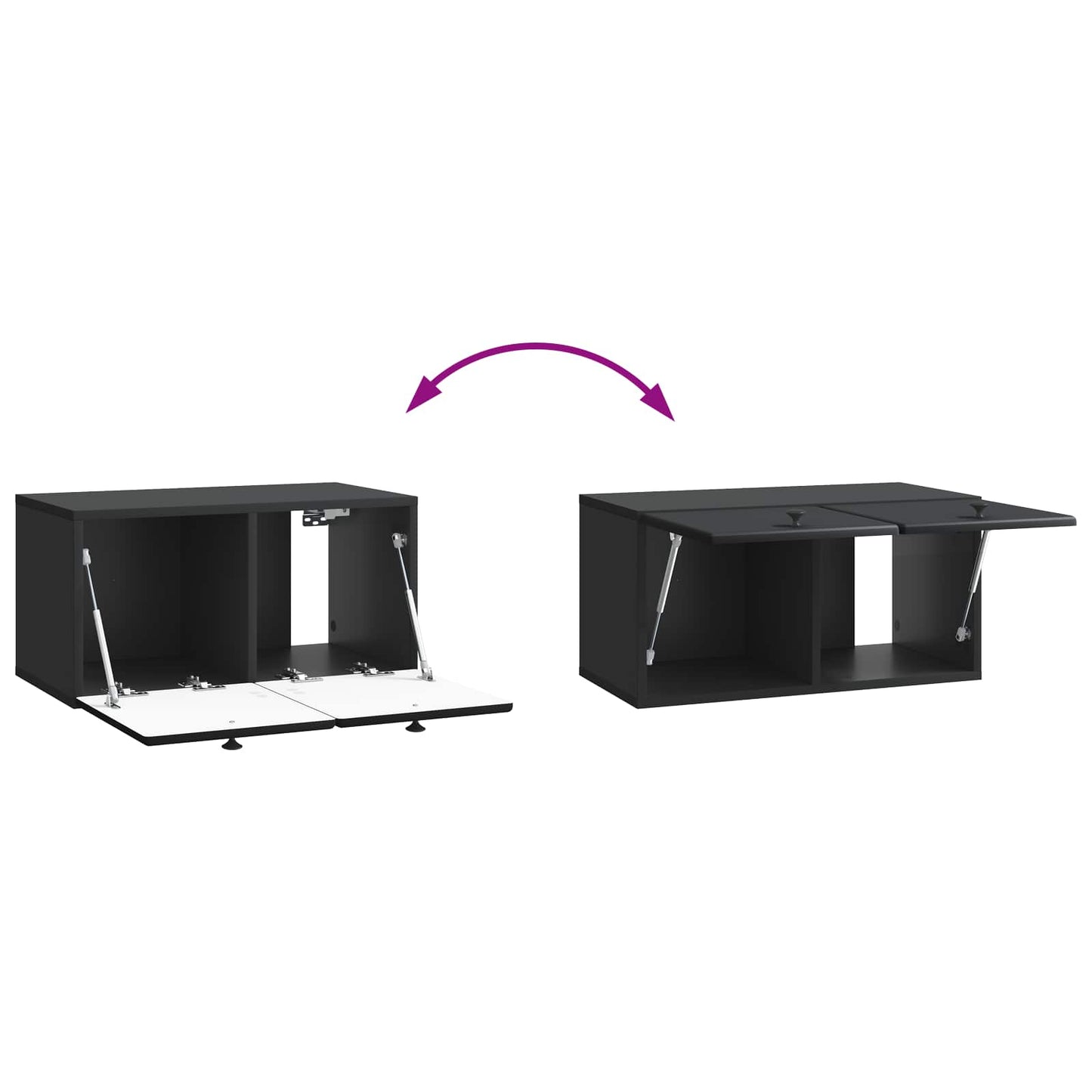 vidaXL Wall-Mounted TV Cabinet 59.5 x 31 x 30 cm Black Engineered Wood