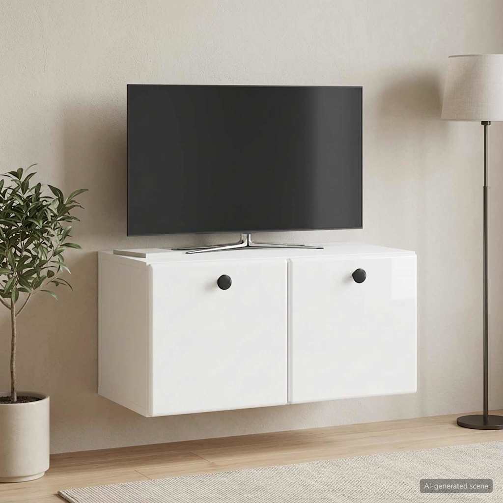 vidaXL Wall-Mounted TV Cabinet 59.5 x 31 x 30 cm High Gloss White