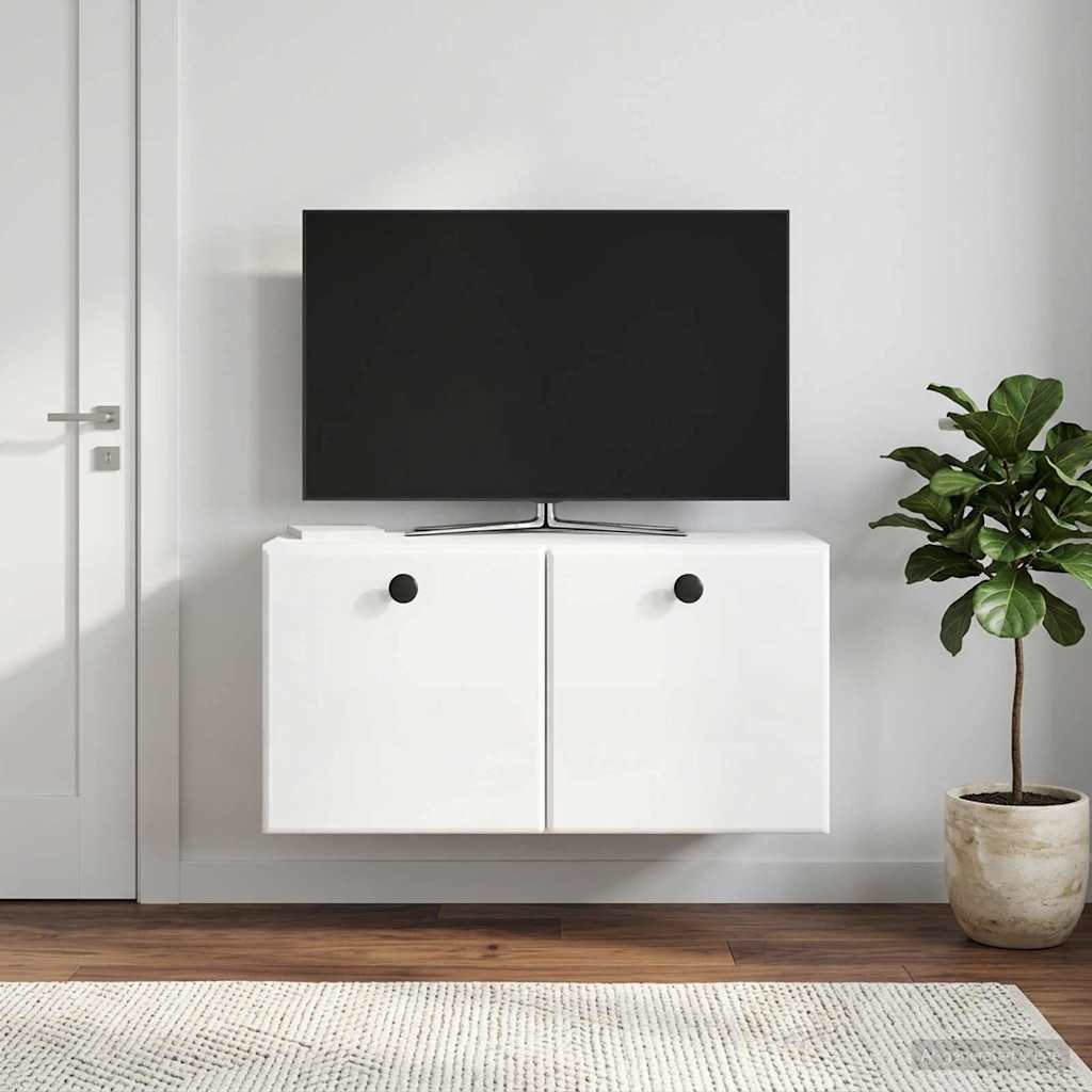 vidaXL Wall-Mounted TV Cabinet 59.5 x 31 x 30 cm High Gloss White