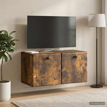 vidaXL Wall-Mounted TV Cabinet 59.5 x 31 x 30 cm Smoked Oak