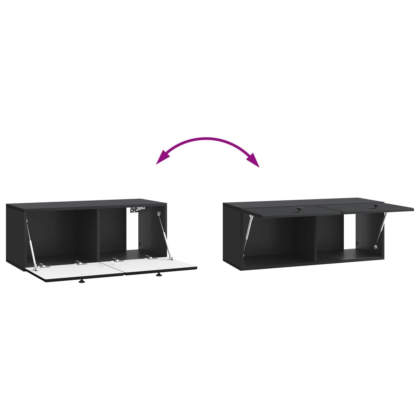 vidaXL Wall-Mounted TV Cabinet 78.5 x 31 x 30 cm Black Engineered Wood