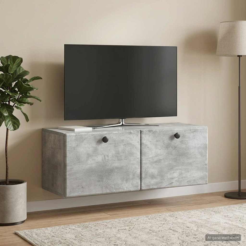 vidaXL Wall-Mounted TV Cabinet 78.5 x 31 x 30 cm Concrete Grey