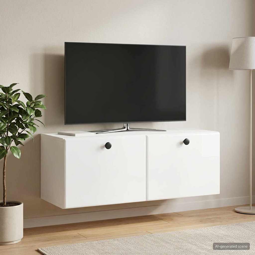 vidaXL Wall-Mounted TV Cabinet 78.5 x 31 x 30 cm High Gloss White